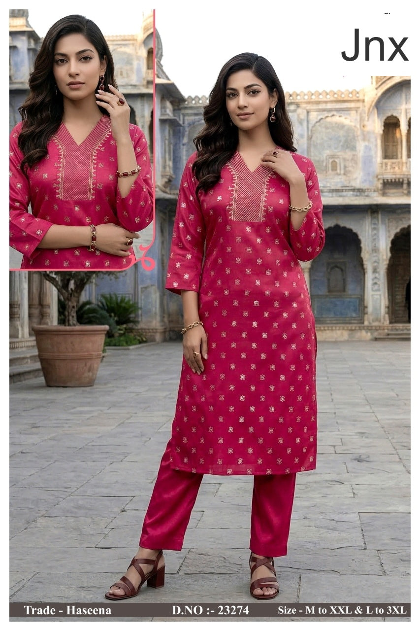 Haseena Jnx Roman Kurti Pant Set Exporter India