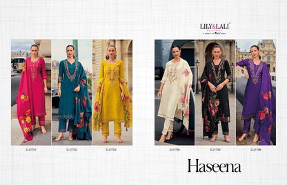 Haseena Lily Lali Viscose Silk Readymade Pant Style Suits Exporter