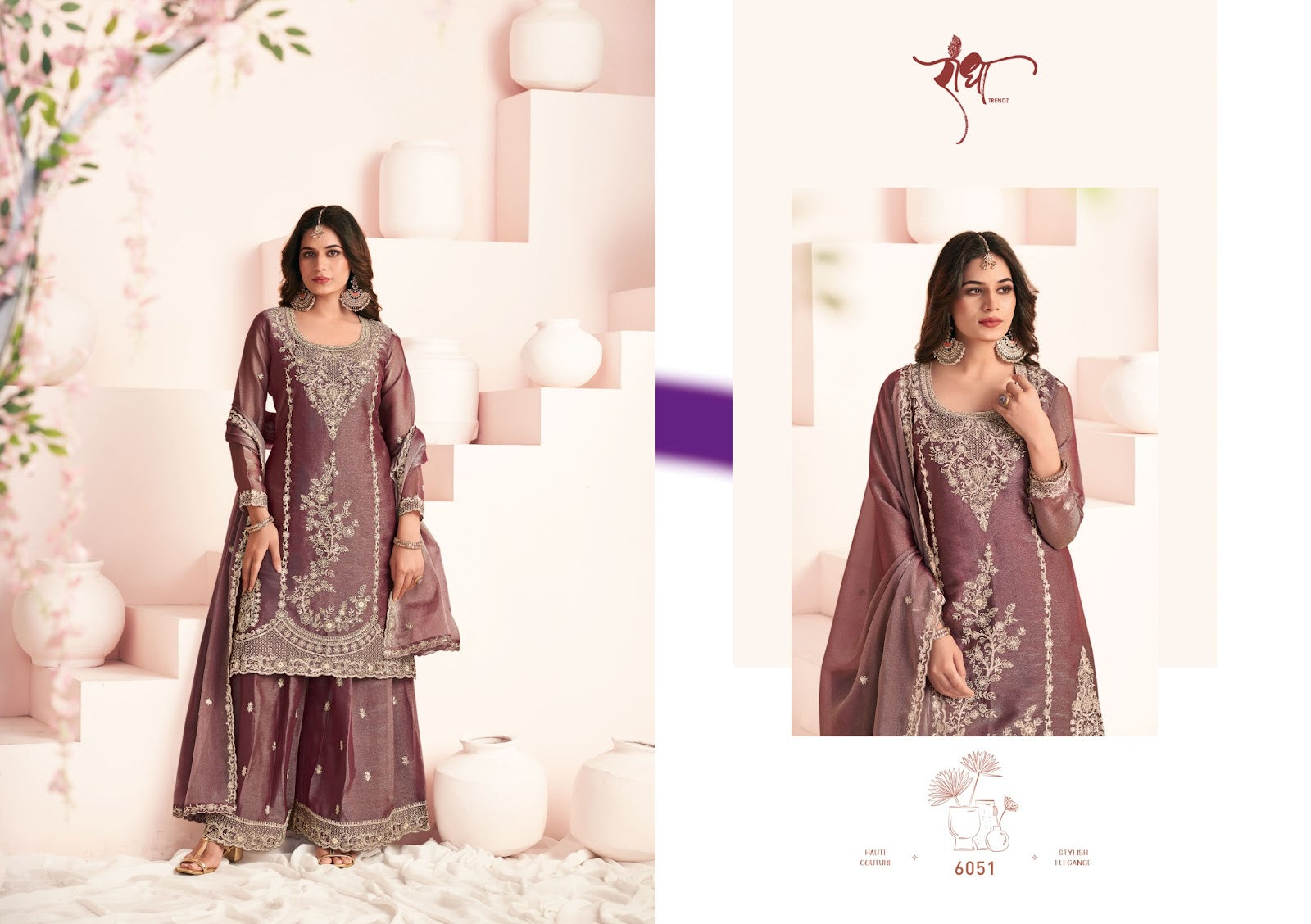 Haseena Radha Trendz Moss Silk Readymade Plazzo Style Suits Wholesale Price