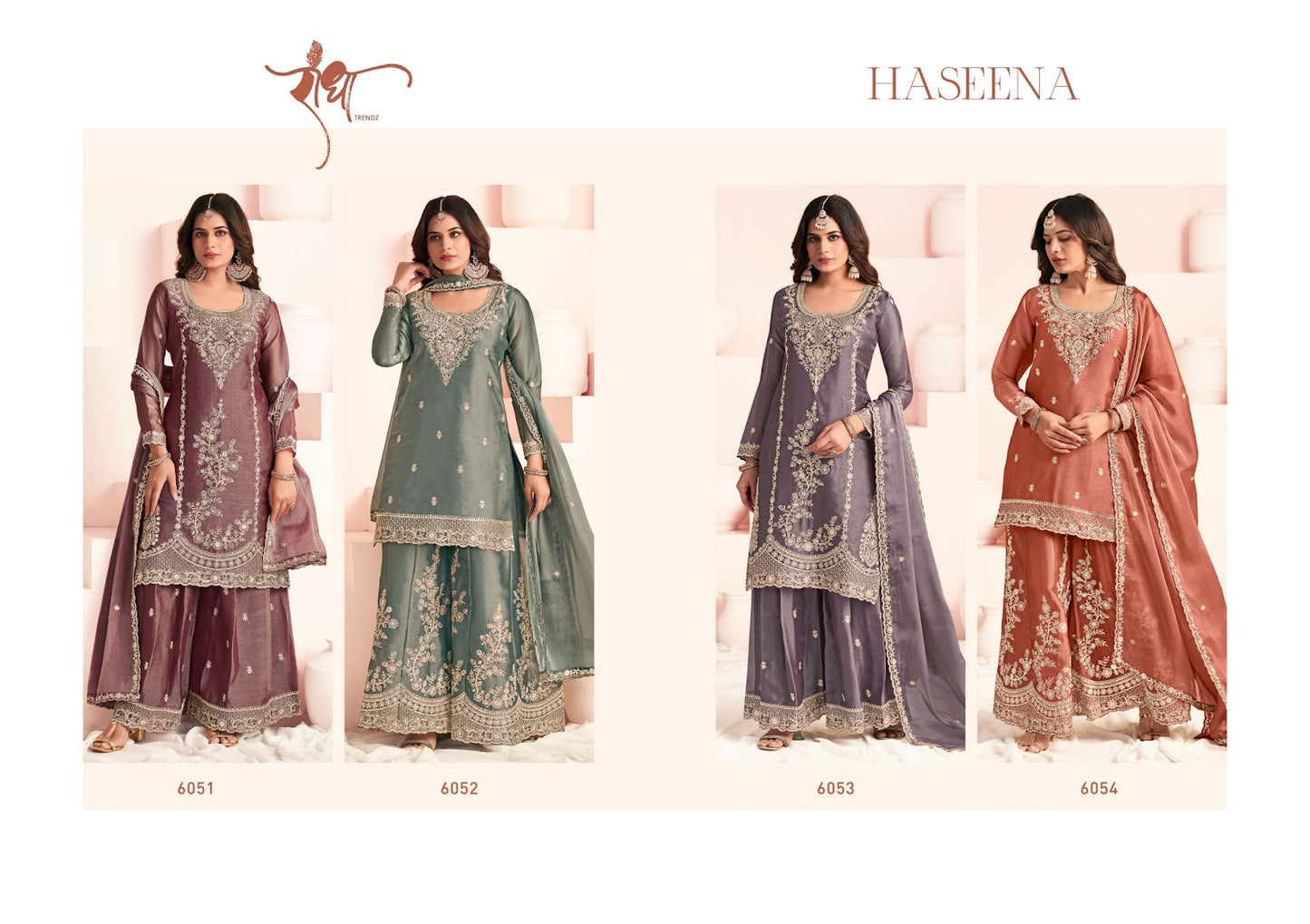 Haseena Radha Trendz Moss Silk Readymade Plazzo Style Suits Wholesale Price