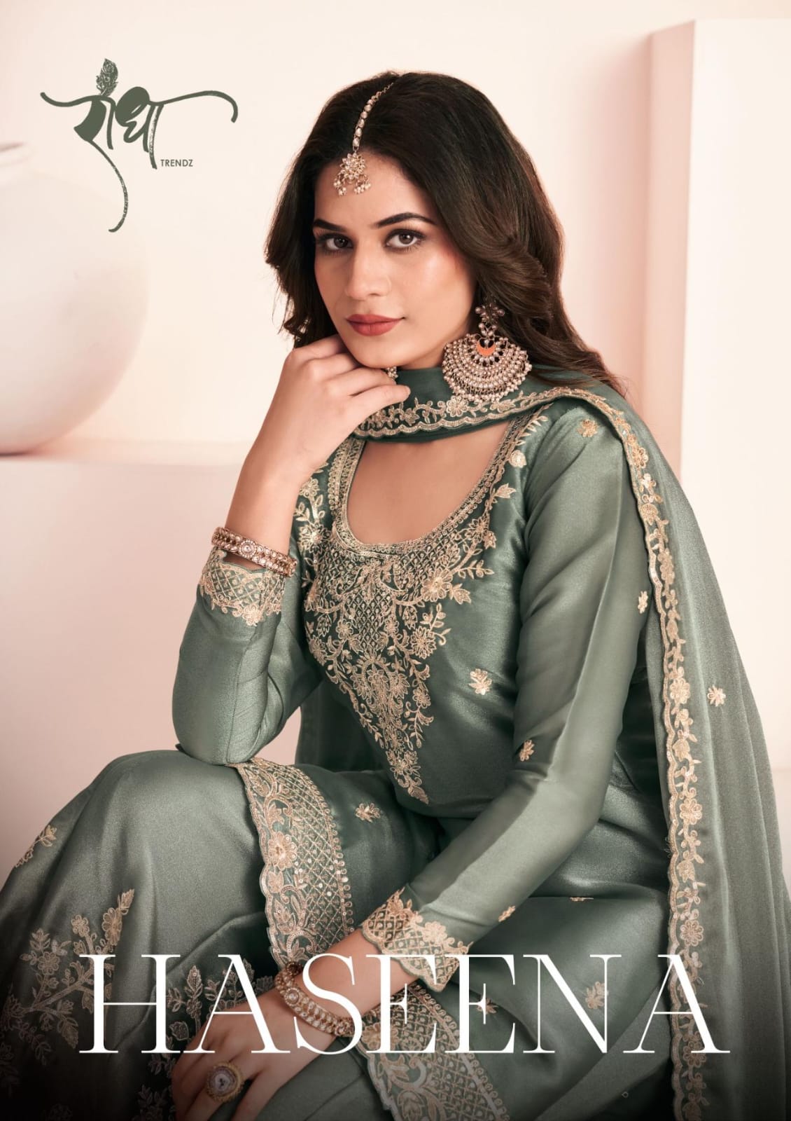 Haseena Radha Trendz Moss Silk Readymade Plazzo Style Suits Wholesale Price