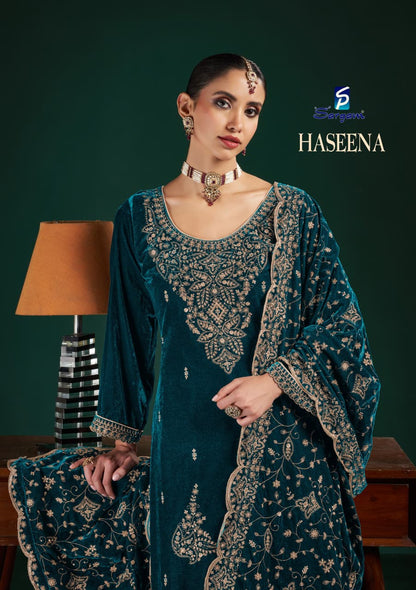 haseena sargam prints velvet suits supplier ahmedabad