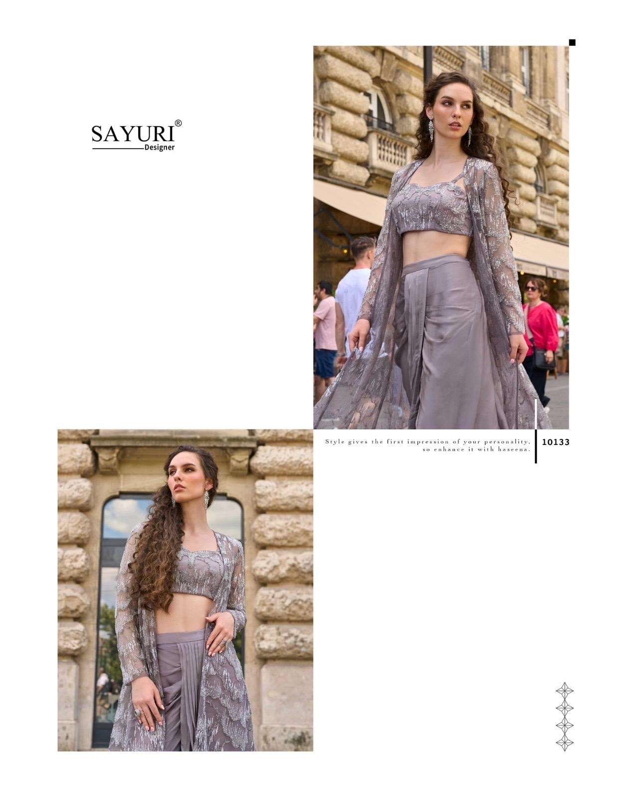 Haseena Sayuri French Crepe Indo Western Pair Supplier Ahmedabad