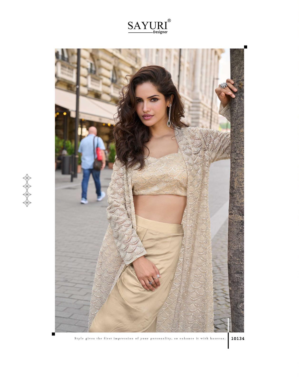 Haseena Sayuri French Crepe Indo Western Pair Supplier Ahmedabad