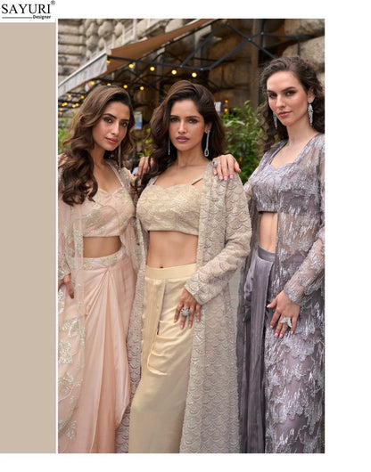 Haseena Sayuri French Crepe Indo Western Pair Supplier Ahmedabad