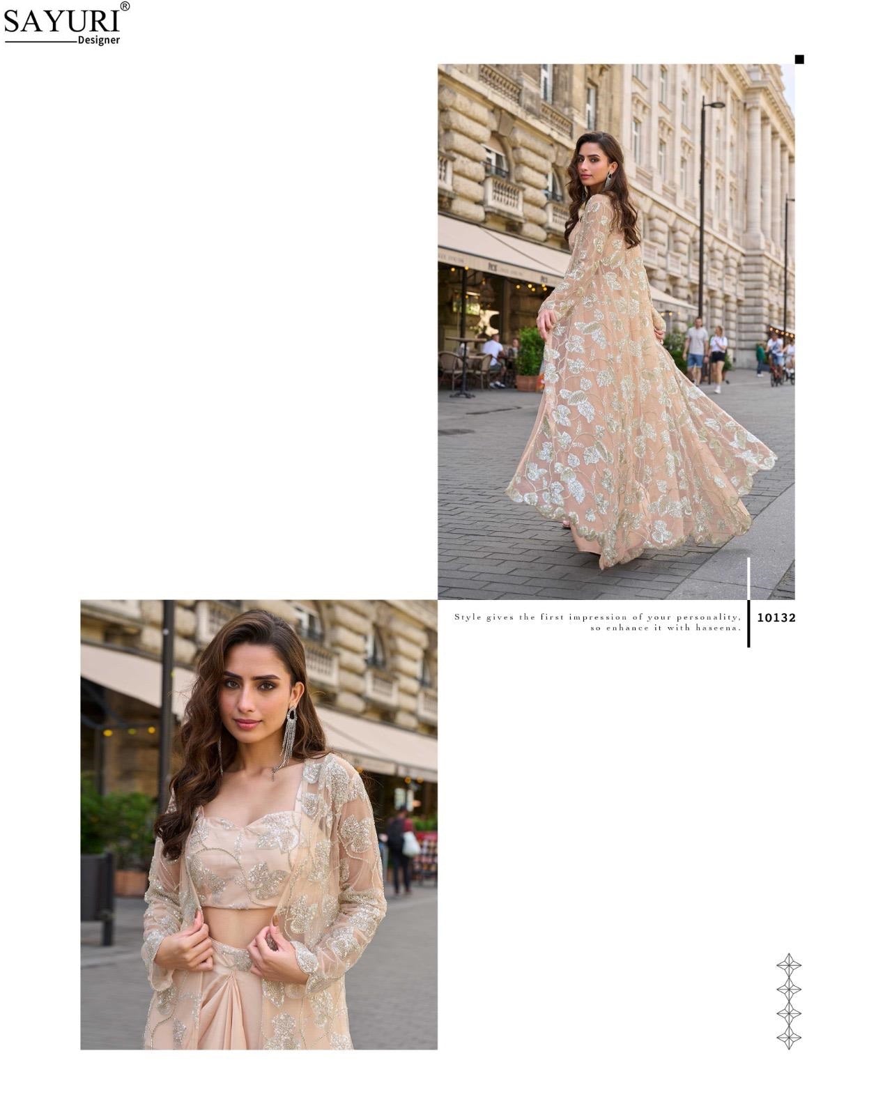 Haseena Sayuri French Crepe Indo Western Pair Supplier Ahmedabad