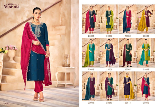 Haseena Vishnu Impex Vichitra Silk Pant Style Suits Manufacturer