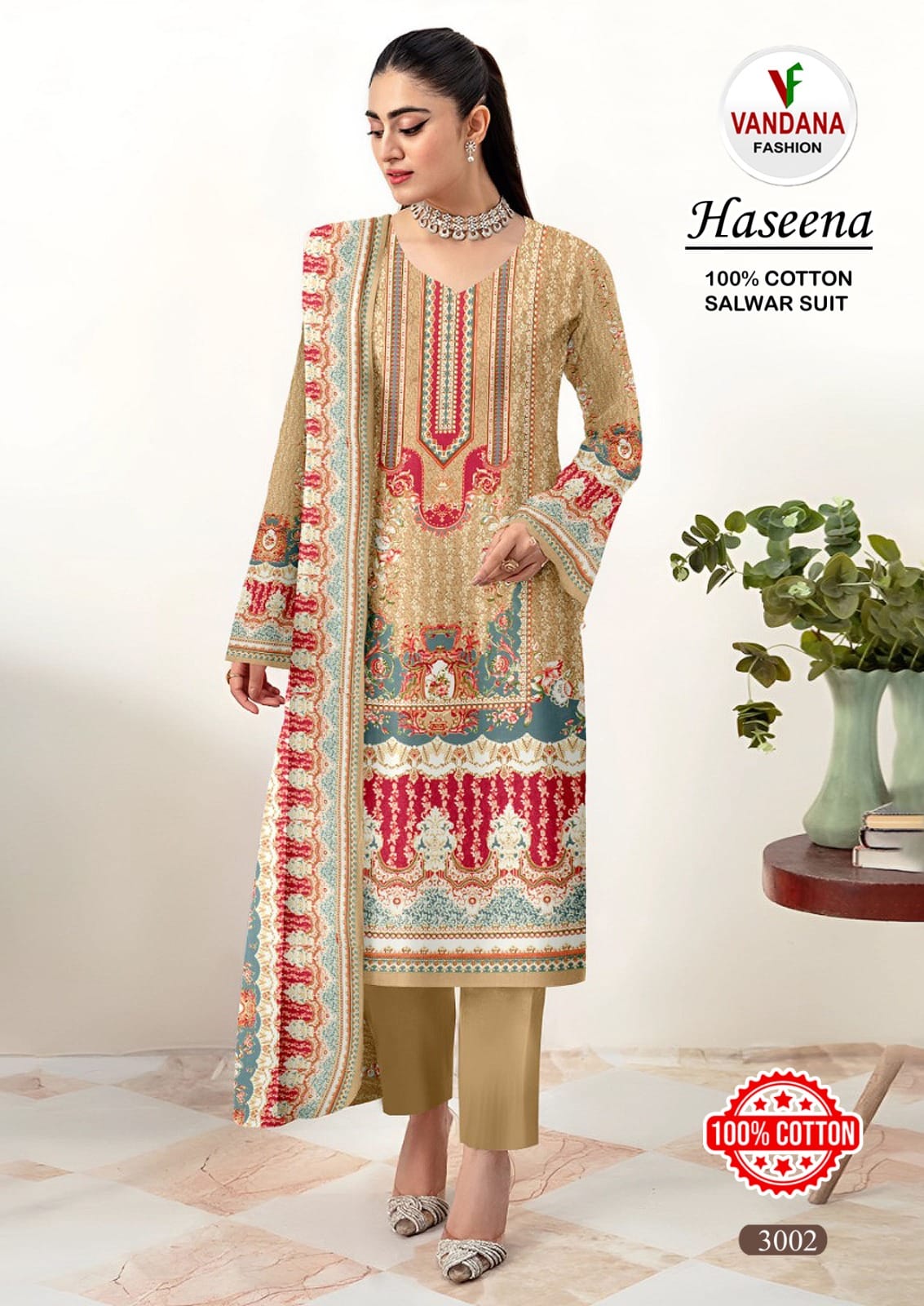 Haseena Vol 3 Vandana Pure Cotton Karachi Salwar Suits Exporter Gujarat