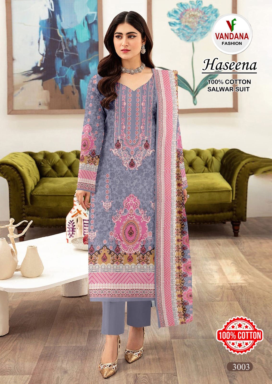 Haseena Vol 3 Vandana Pure Cotton Karachi Salwar Suits Exporter Gujarat