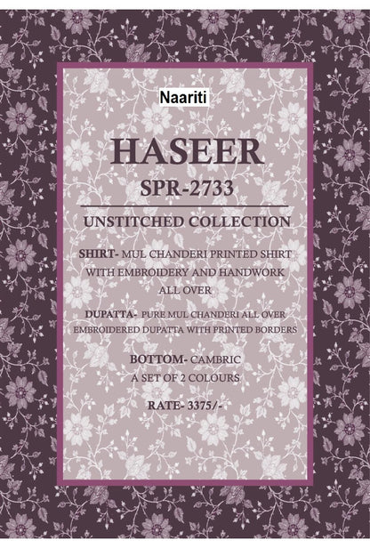 Haseer 2733 Naariti Mul Chanderi Pant Style Suits Exporter Gujarat