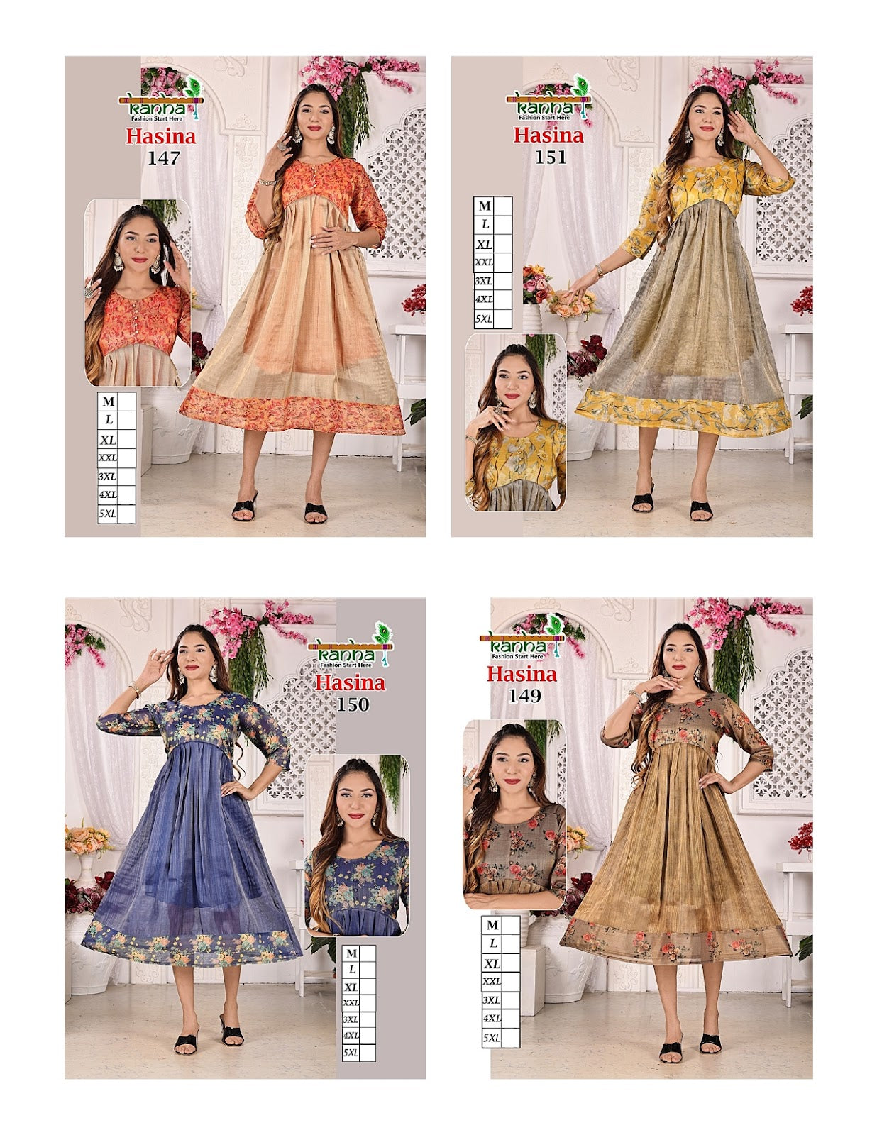 Hasina Kanha Tissue Kurtis Wholesale Price