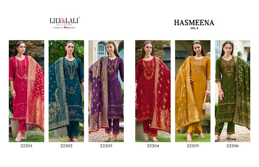 Hasmeena Vol 4 Lily Lali Viscose Readymade Pant Style Suits Wholesale