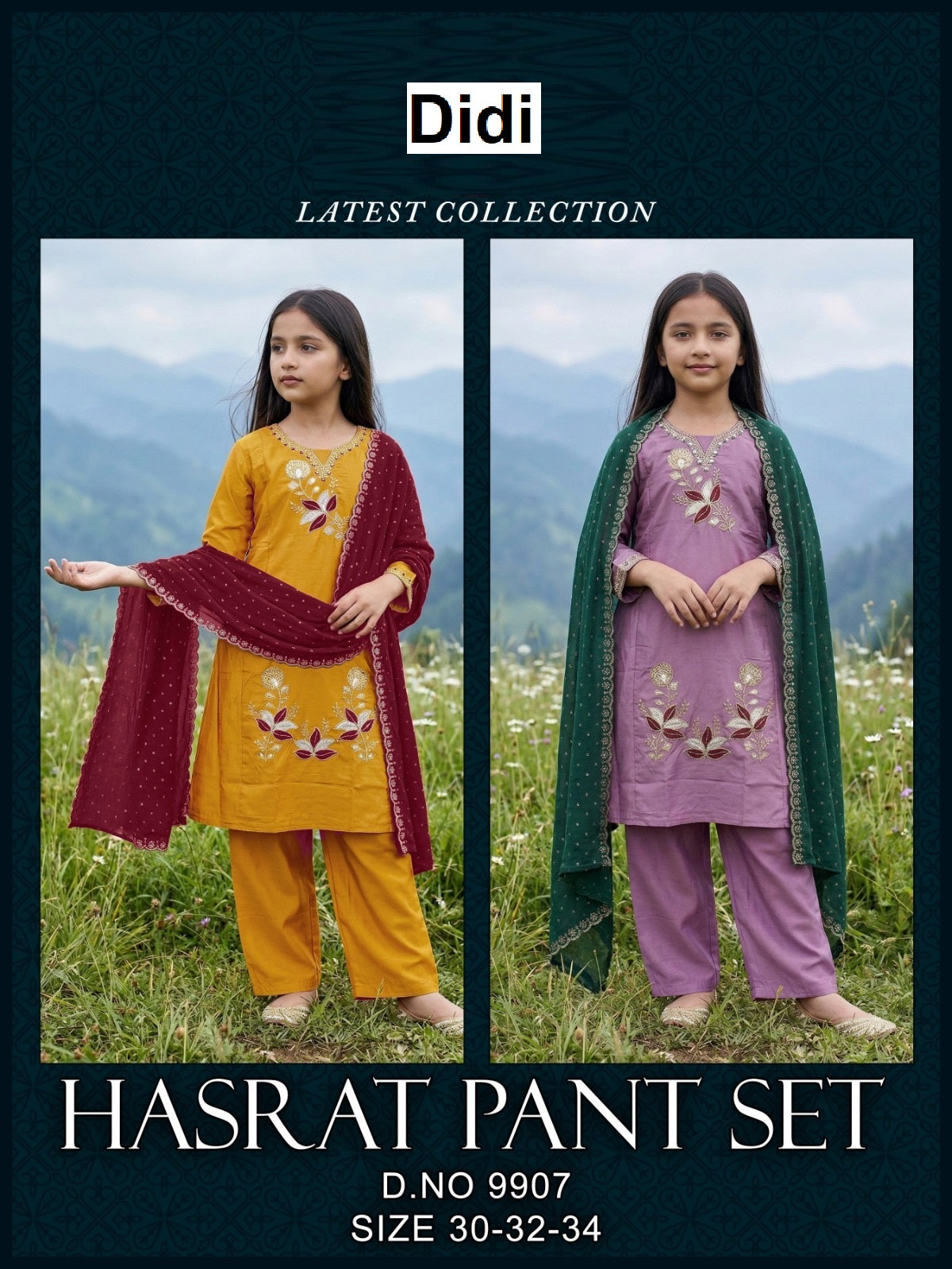 Hasrat Dn 9907 Didi Vichitra Silk Girls Readymade Pant Suits Wholesaler
