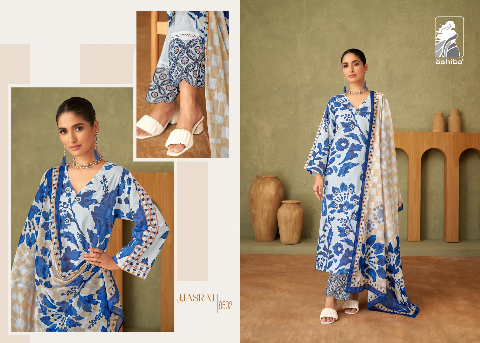 Hasrat Sahiba Cotton Lawn Plazzo Style Suits Exporter Gujarat