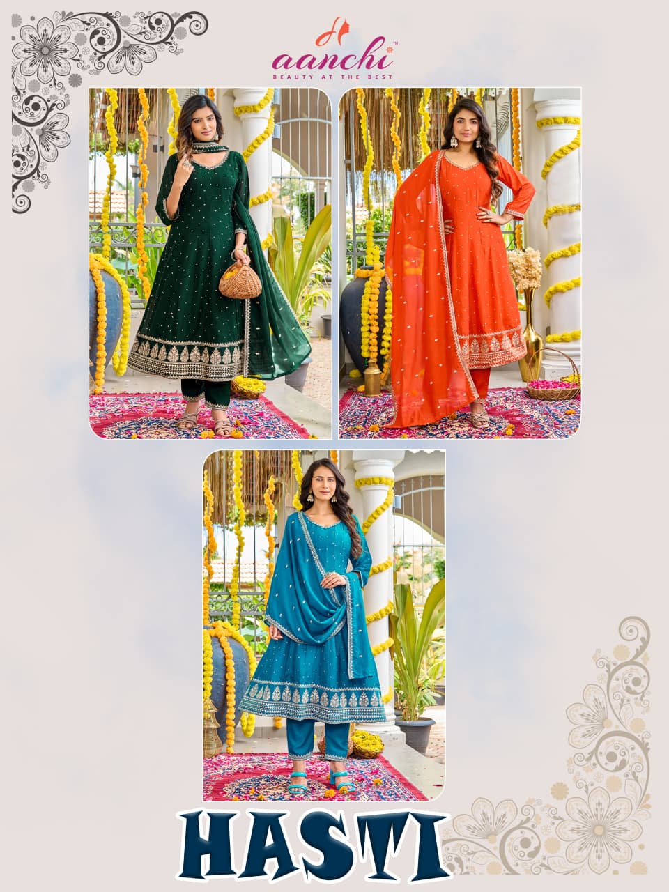 Hasti Aanchi Vichitra Silk Readymade Anarkali Suits Manufacturer Ahmedabad