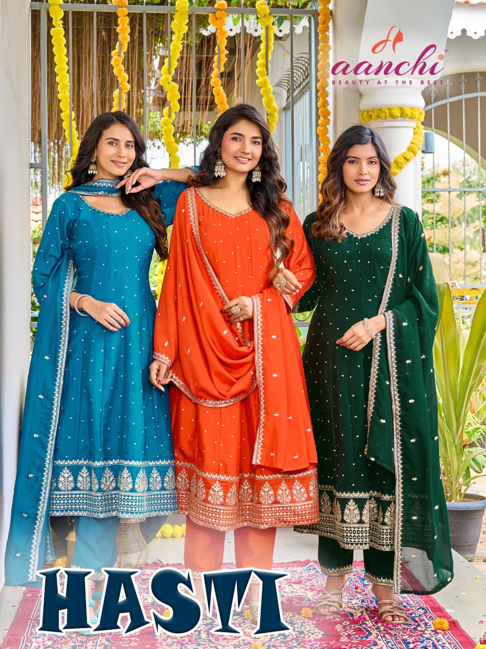 Hasti Aanchi Vichitra Silk Readymade Anarkali Suits Manufacturer Ahmedabad