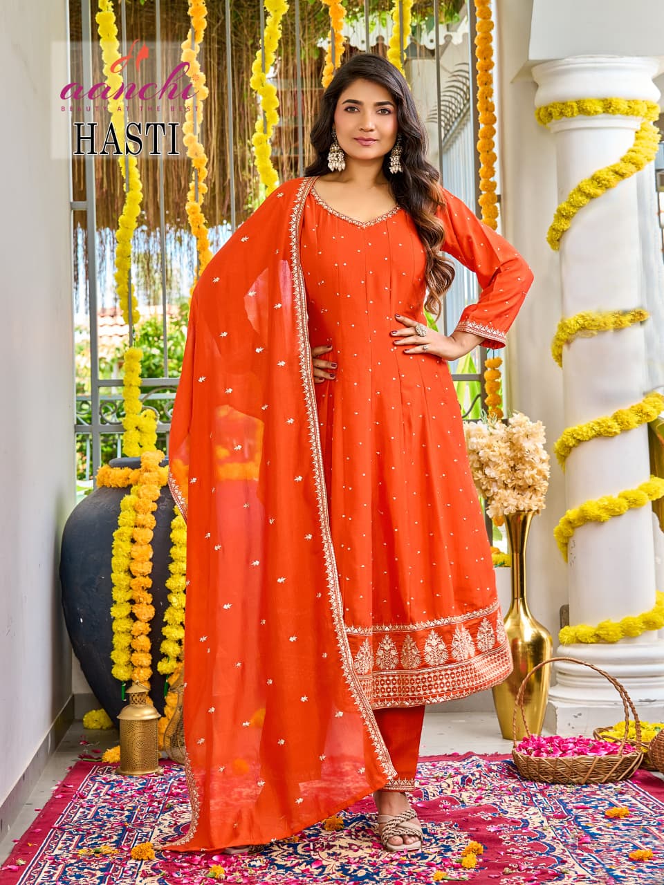 Hasti Aanchi Vichitra Silk Readymade Anarkali Suits Manufacturer Ahmedabad