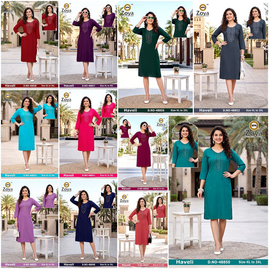 Haveli Zoya Long Straight Kurti Supplier Gujarat
