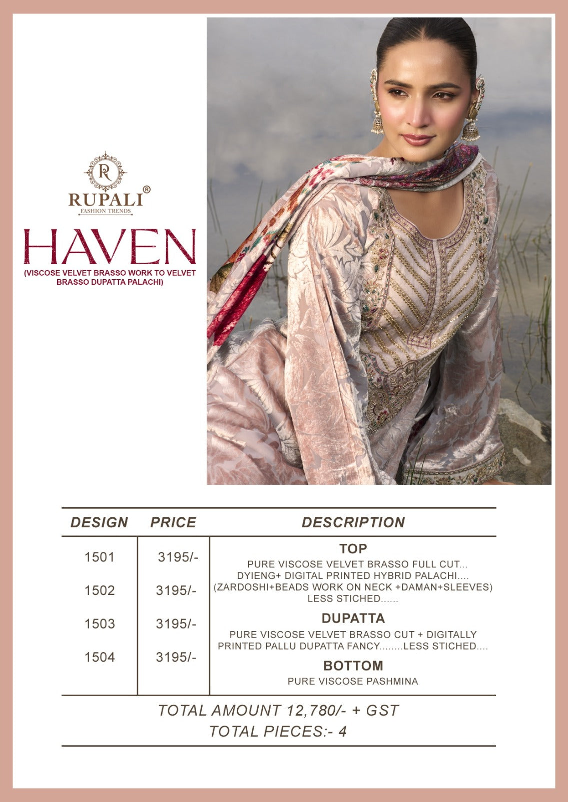 Haven Rupali Viscose Velvet Suits Supplier India