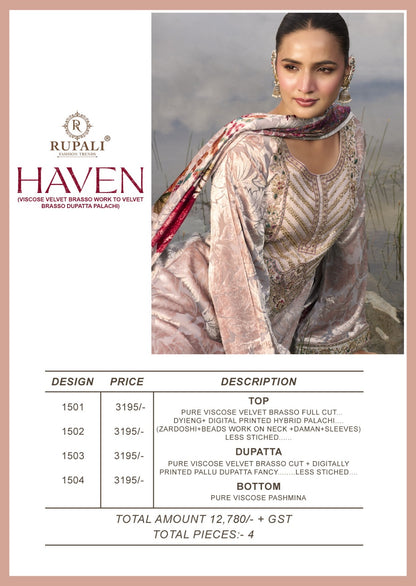 Haven Rupali Viscose Velvet Suits Supplier India