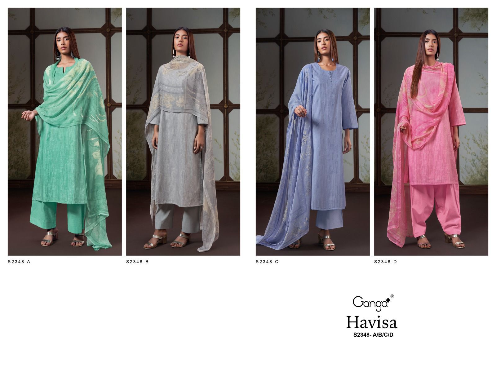 Havisa-2348 Ganga Premium Cotton Plazzo Style Suits