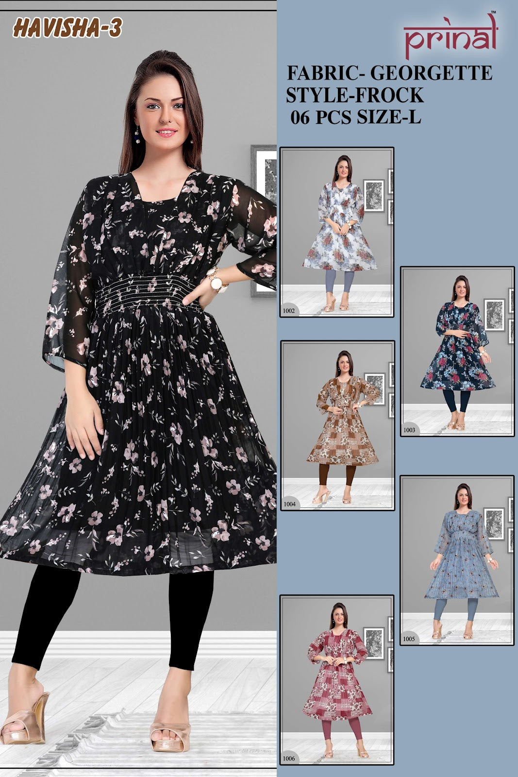 Havisha 3 Prinal Georgette Anarkali Kurtis Wholesaler India