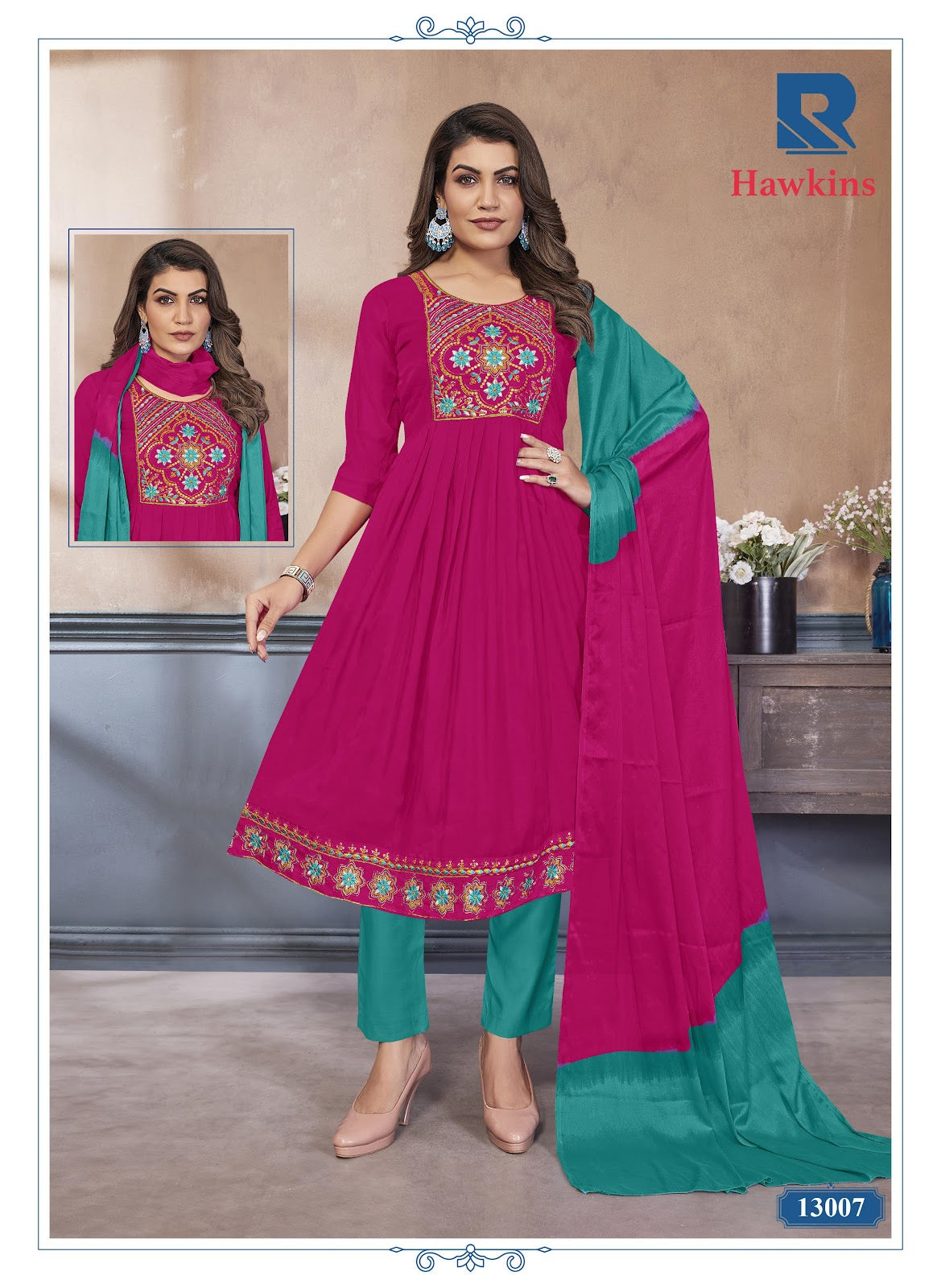Hawkins Raashi Chanderi Readymade Anarkali Suits Supplier Ahmedabad