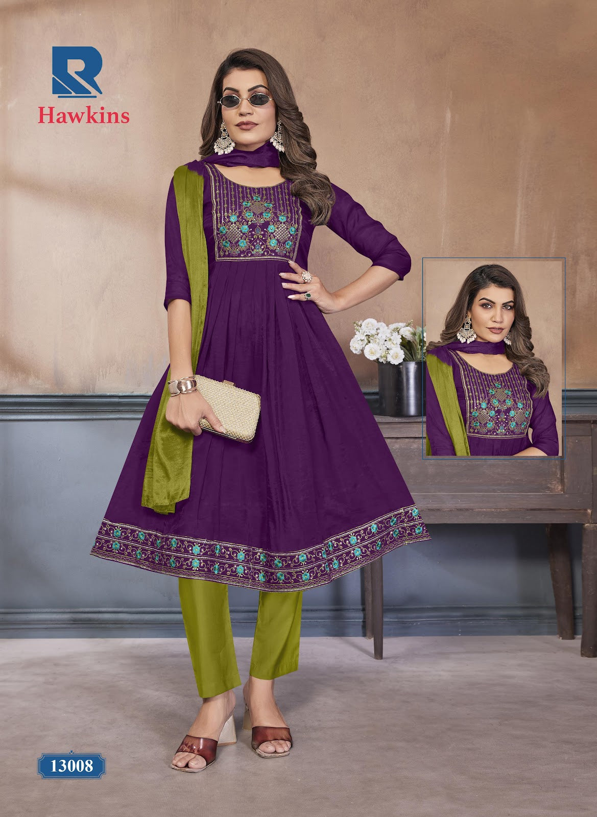 Hawkins Raashi Chanderi Readymade Anarkali Suits Supplier Ahmedabad