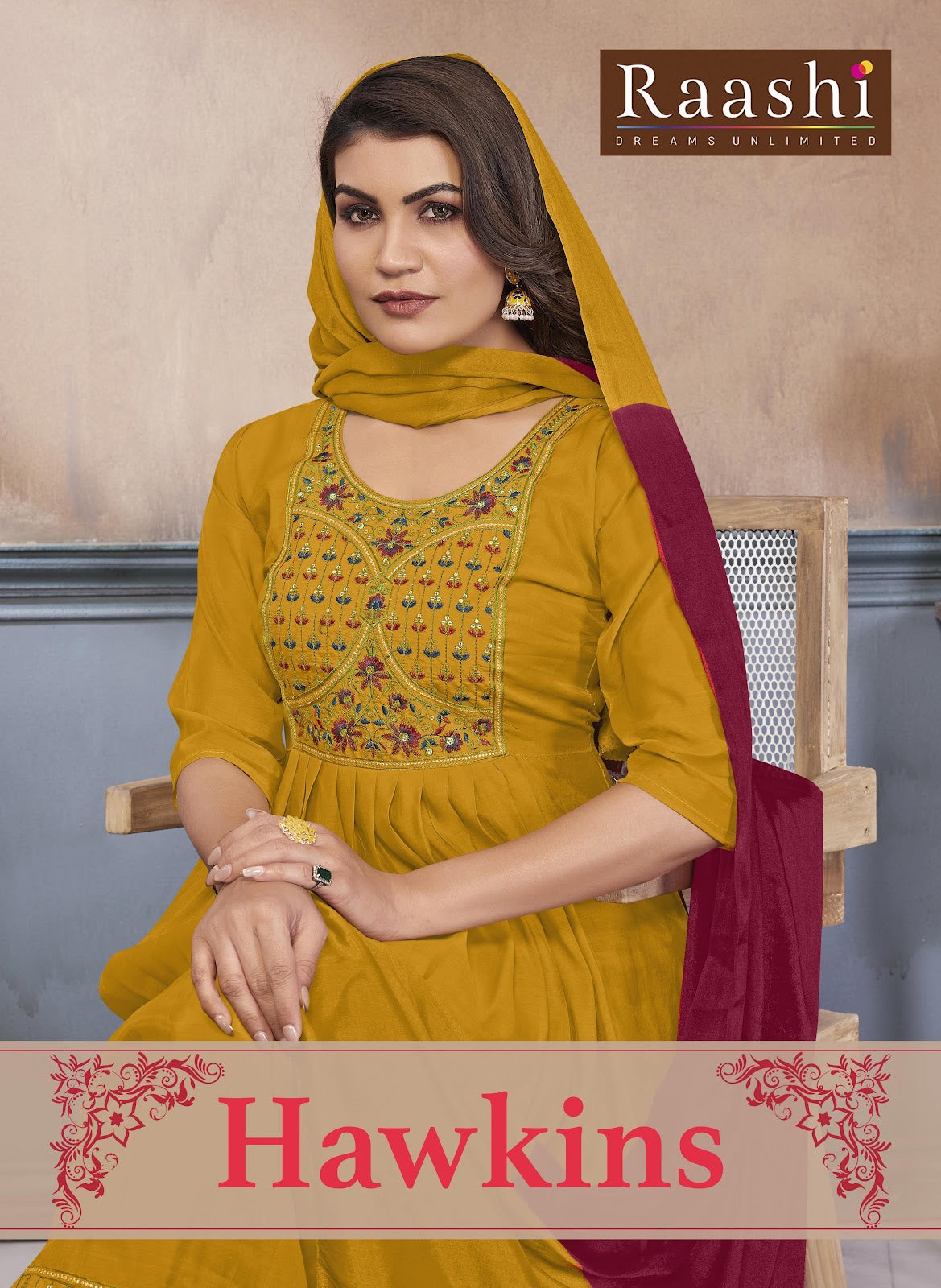 Hawkins Raashi Chanderi Readymade Anarkali Suits Supplier Ahmedabad