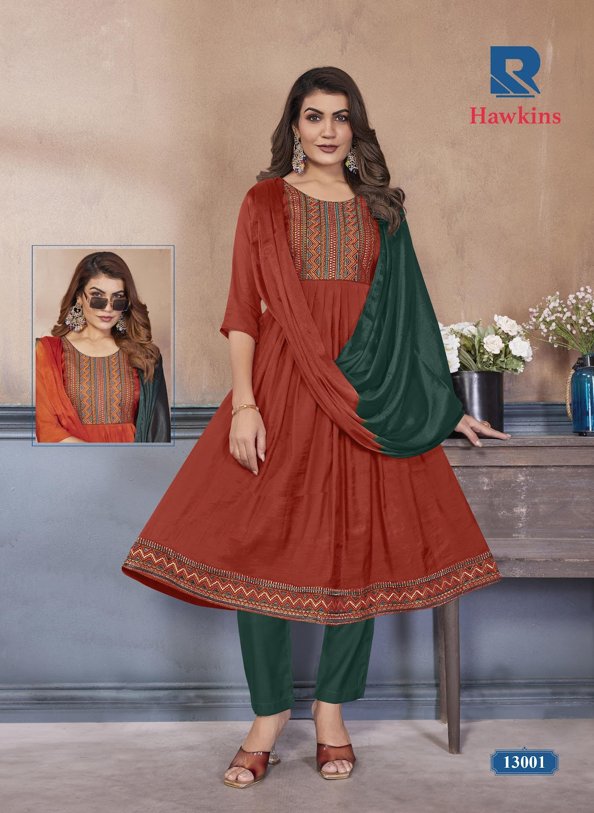 Hawkins Raashi Chanderi Readymade Anarkali Suits Supplier Ahmedabad
