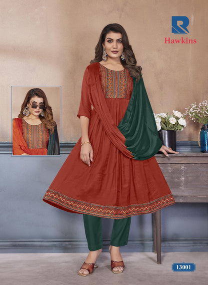Hawkins Raashi Chanderi Readymade Anarkali Suits Supplier Ahmedabad