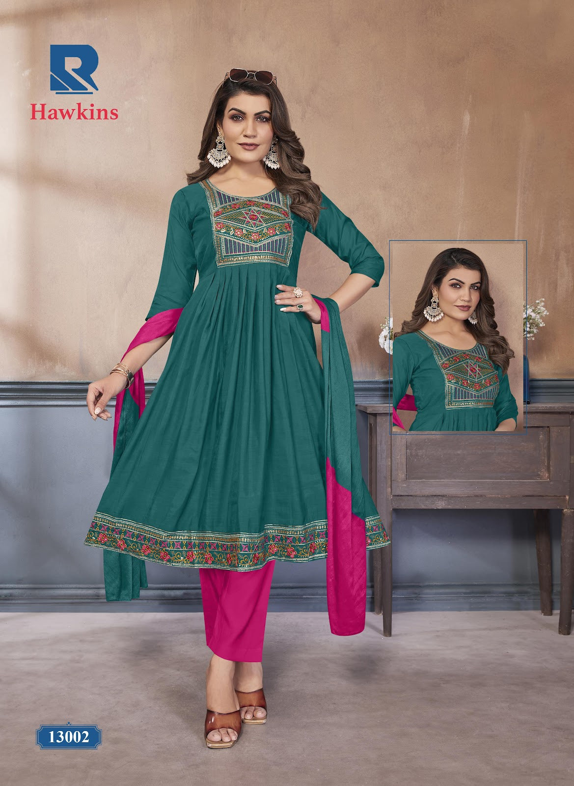 Hawkins Raashi Chanderi Readymade Anarkali Suits Supplier Ahmedabad