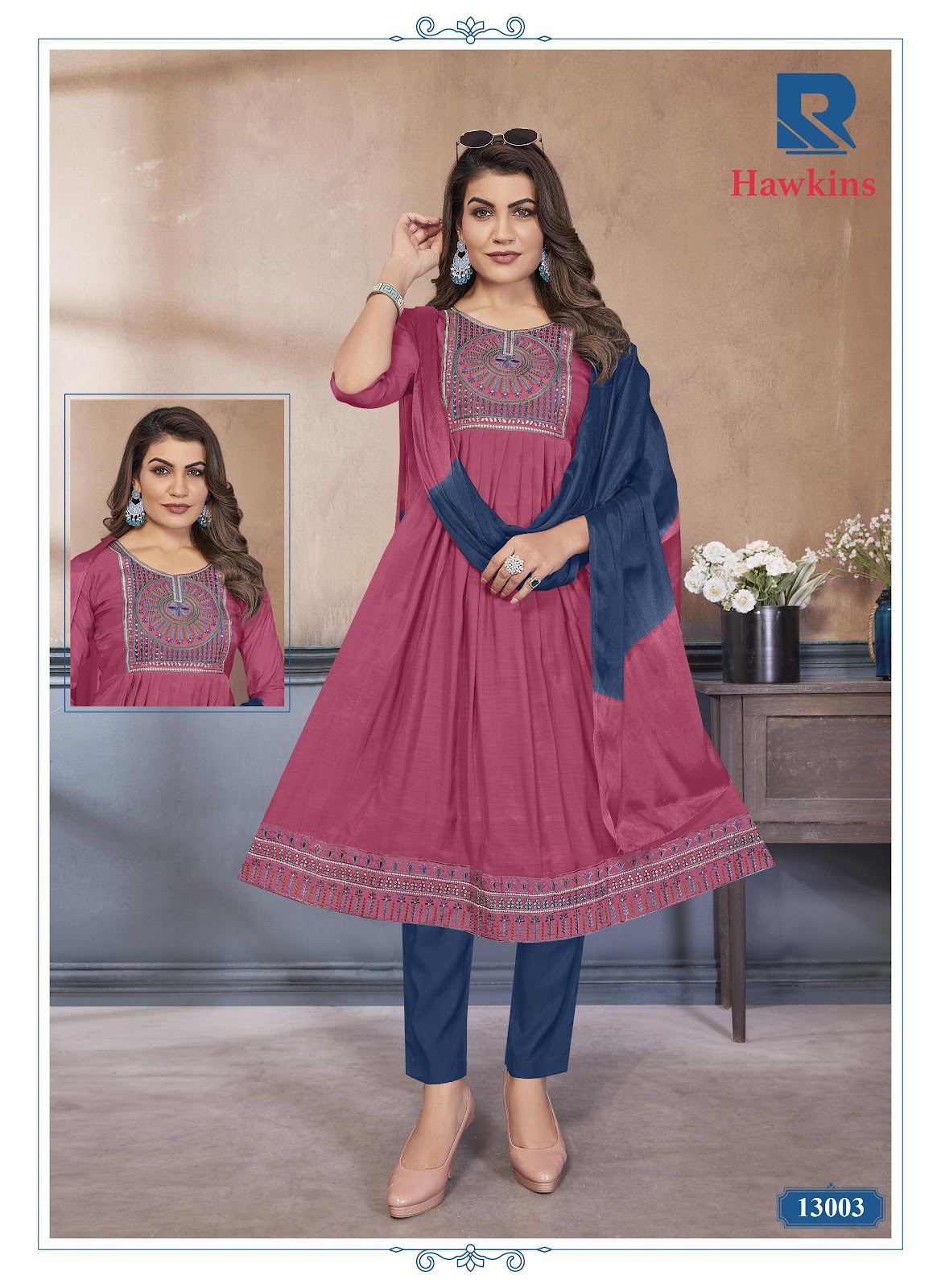 Hawkins Raashi Chanderi Readymade Anarkali Suits Supplier Ahmedabad