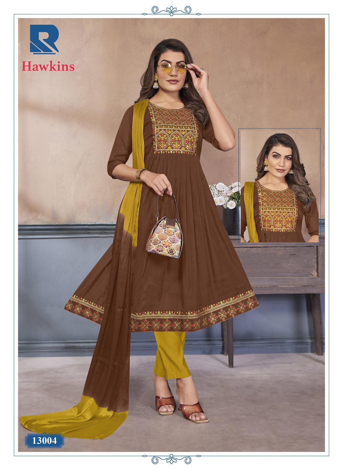 Hawkins Raashi Chanderi Readymade Anarkali Suits Supplier Ahmedabad