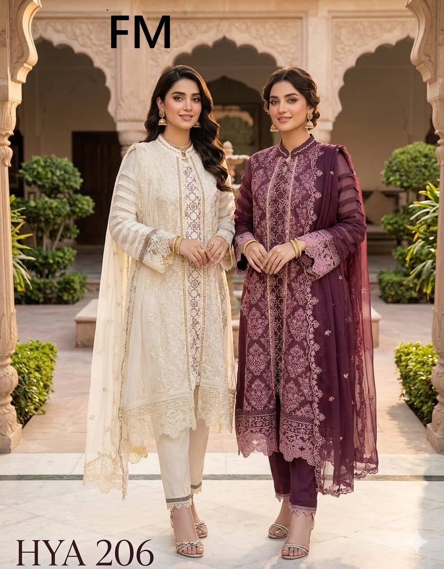 Haya 206 Fm Georgette Pakistani Readymade Suits Supplier Ahmedabad