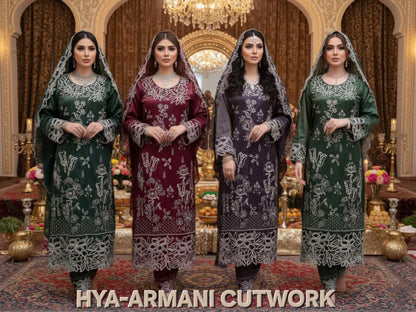 Haya Armani Cutwork Safa Creation Imported Pakistani Readymade Suits Supplier India