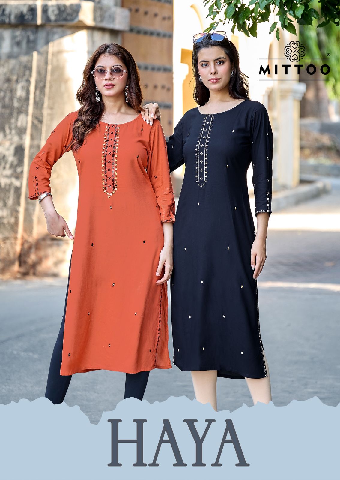 Haya Mittoo Reyon Long Straight Kurti Exporter Ahmedabad
