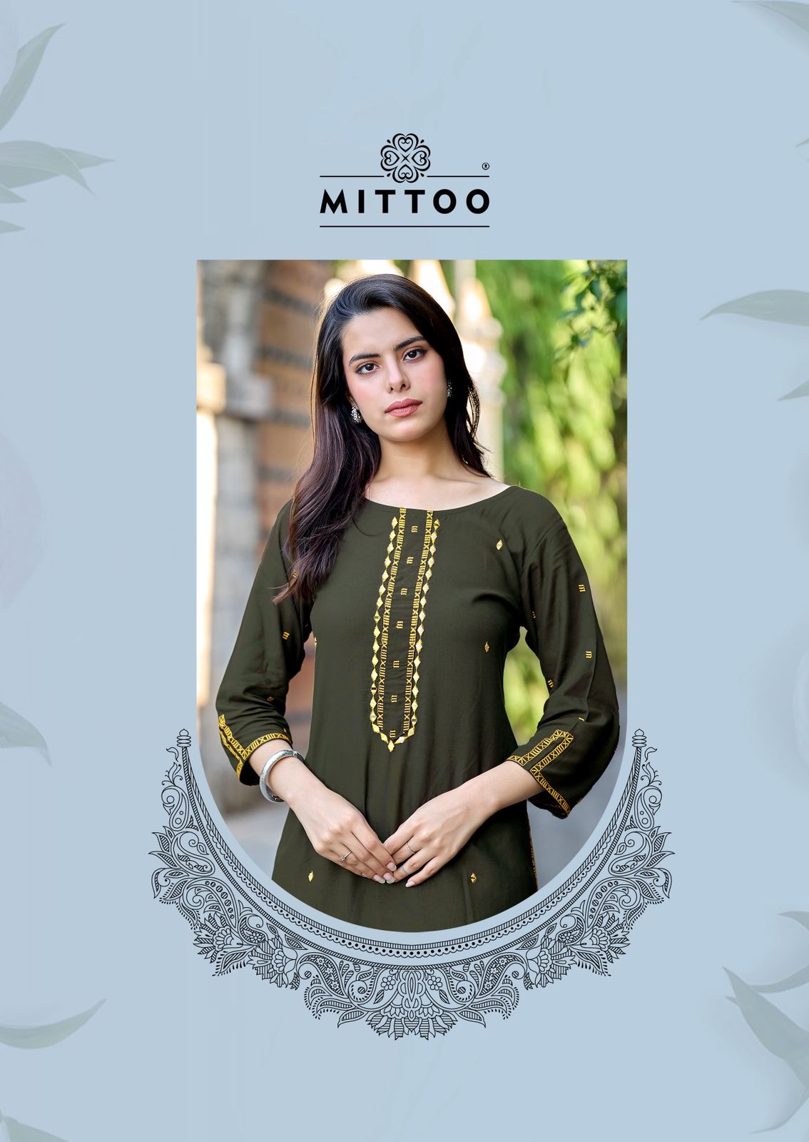 Haya Mittoo Reyon Long Straight Kurti Exporter Ahmedabad
