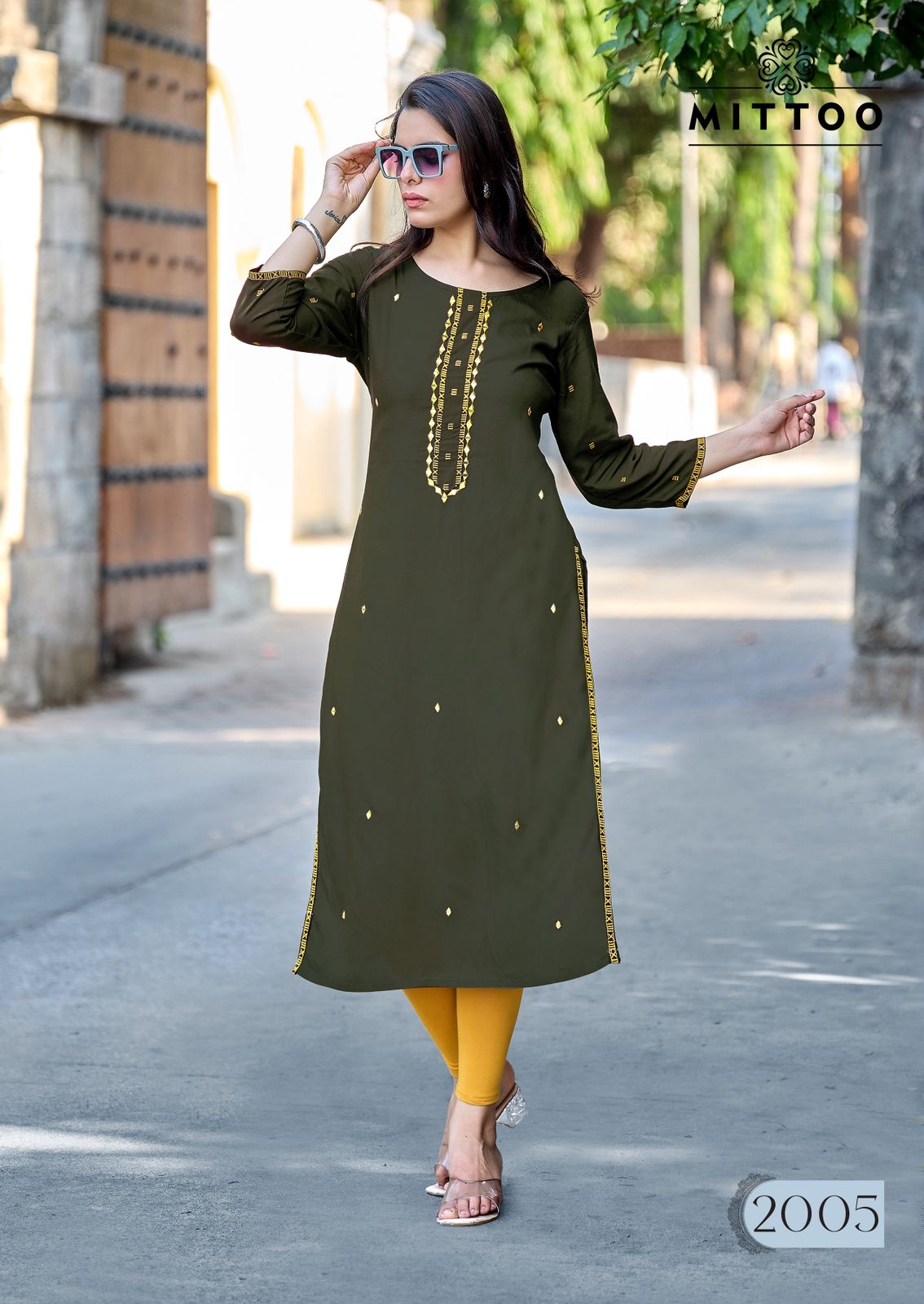 Haya Mittoo Reyon Long Straight Kurti Exporter Ahmedabad