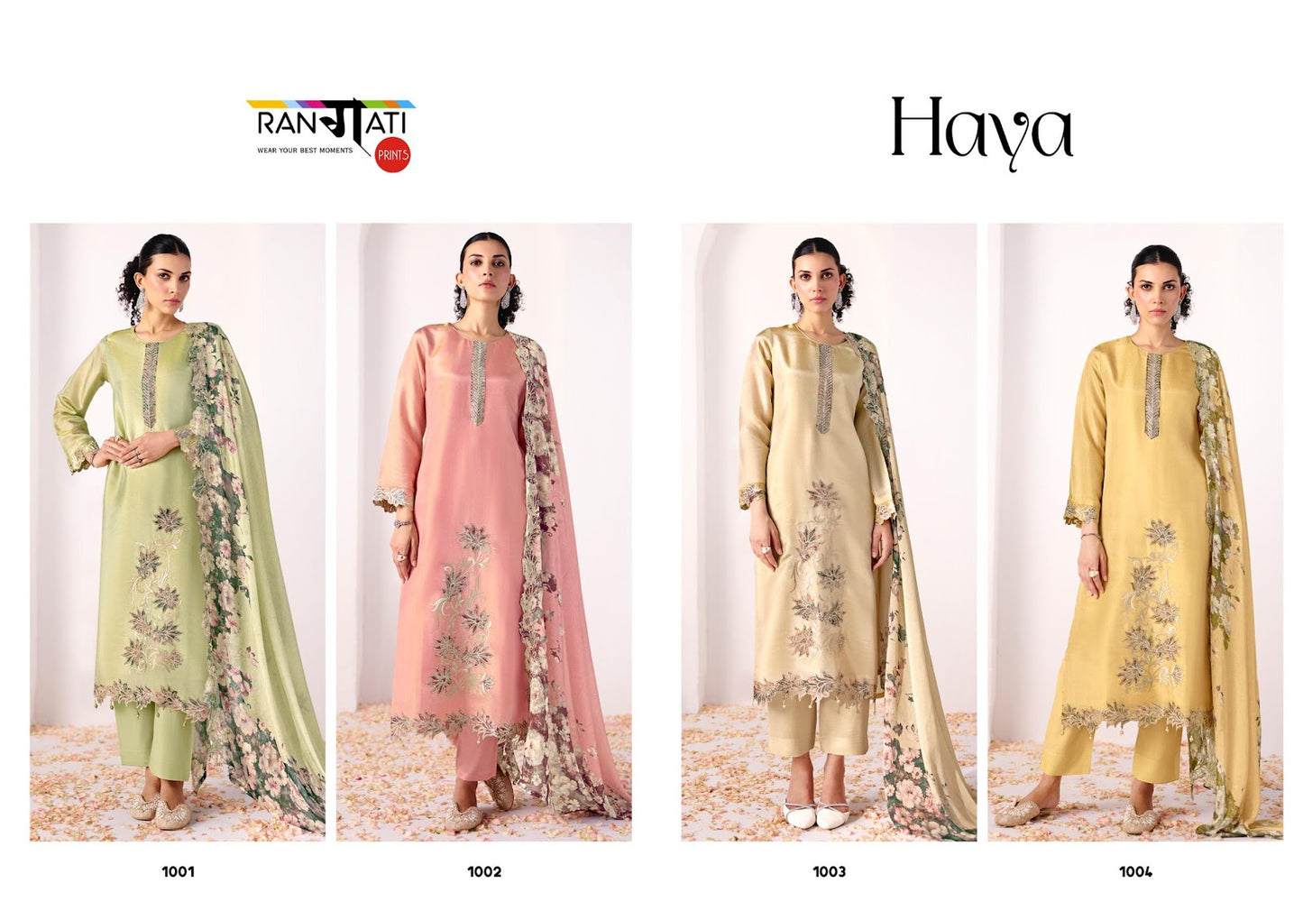Haya Rangati Prints Silk Pant Style Suits Wholesaler Ahmedabad
