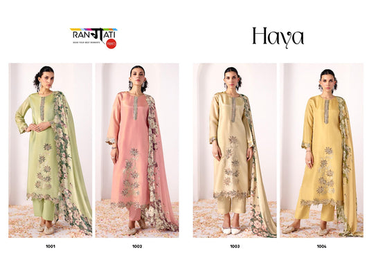 Haya Rangati Prints Silk Pant Style Suits Wholesaler Ahmedabad