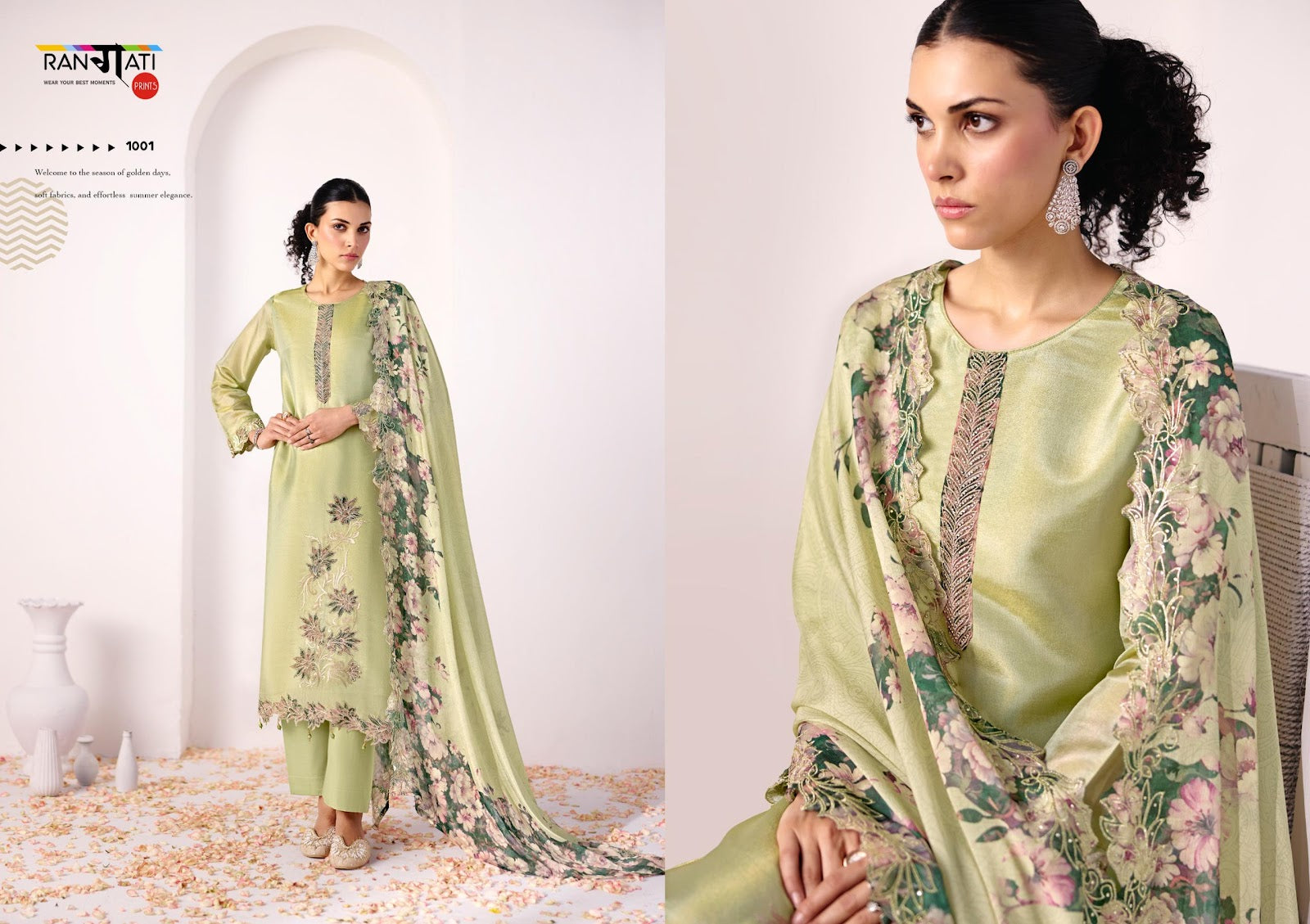 Haya Rangati Prints Silk Pant Style Suits Wholesaler Ahmedabad