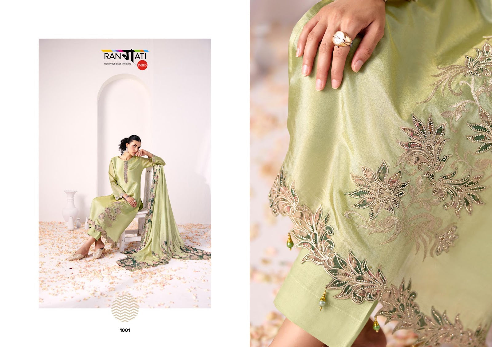 Haya Rangati Prints Silk Pant Style Suits Wholesaler Ahmedabad