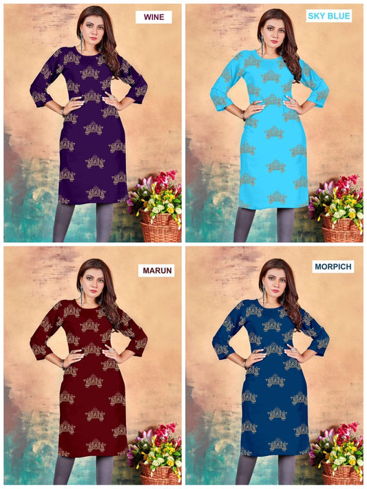 Hayat 9 Starfashion Heavy Rayon Knee Length Kurtis Supplier