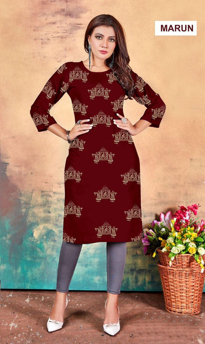 Hayat 9 Starfashion Heavy Rayon Knee Length Kurtis Supplier