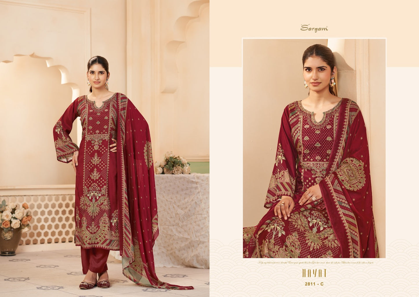 Hayat Sargam Prints Bemberg Muslin Pant Style Suits Supplier Gujarat