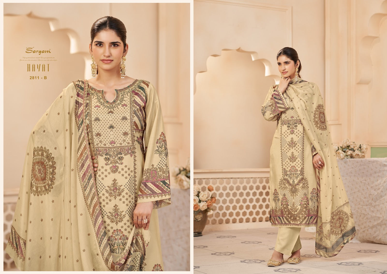 Hayat Sargam Prints Bemberg Muslin Pant Style Suits Supplier Gujarat