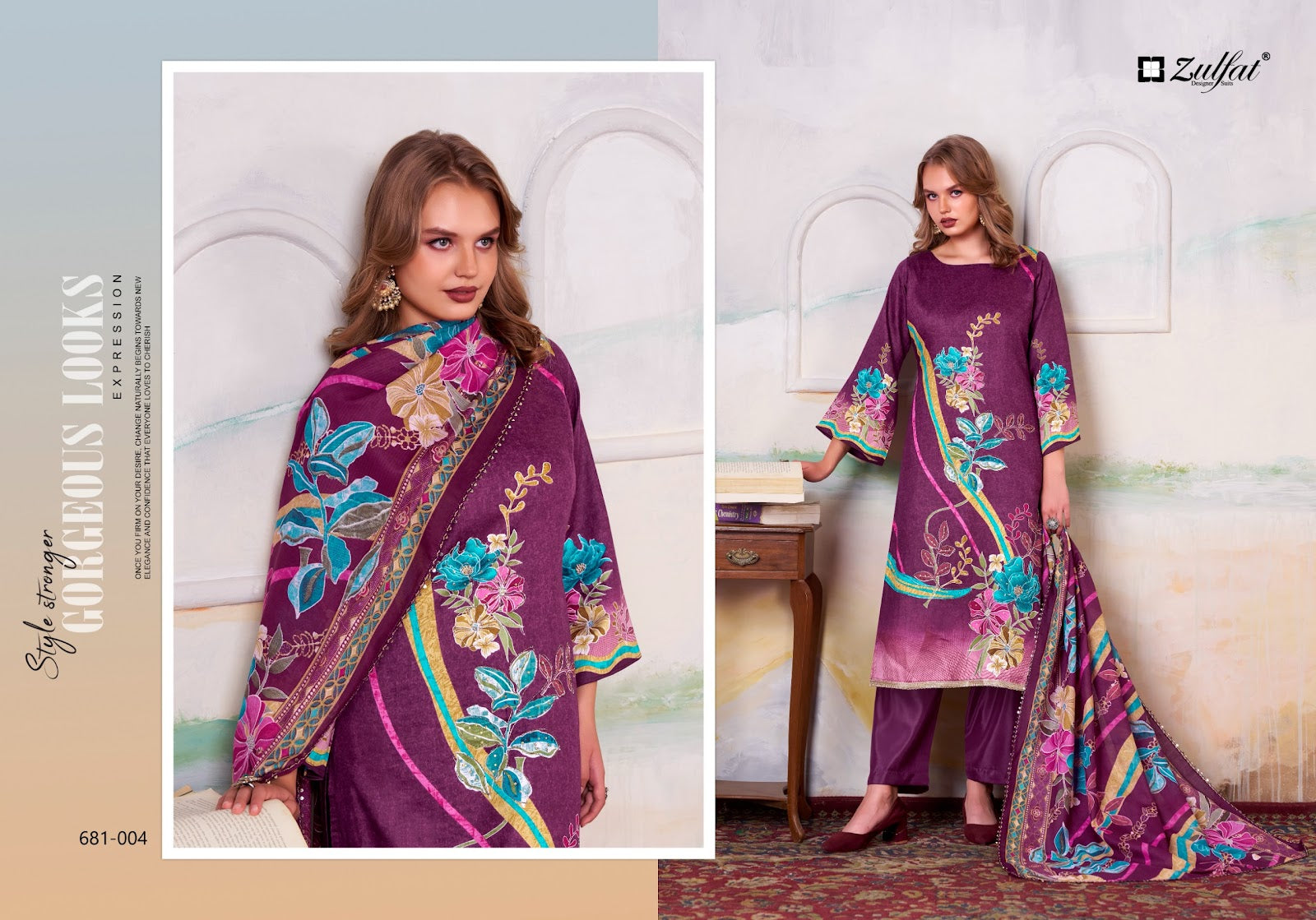 Hayat Zulfat Designer Pure Jam Karachi Salwar Suits Wholesale Rate