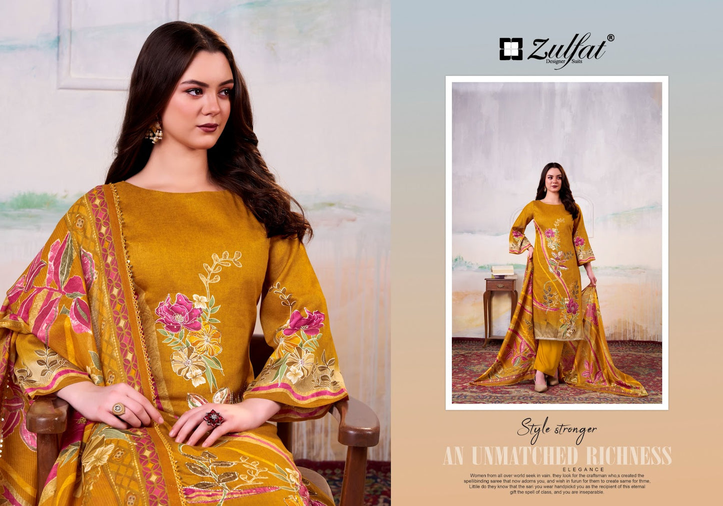Hayat Zulfat Designer Pure Jam Karachi Salwar Suits Wholesale Rate