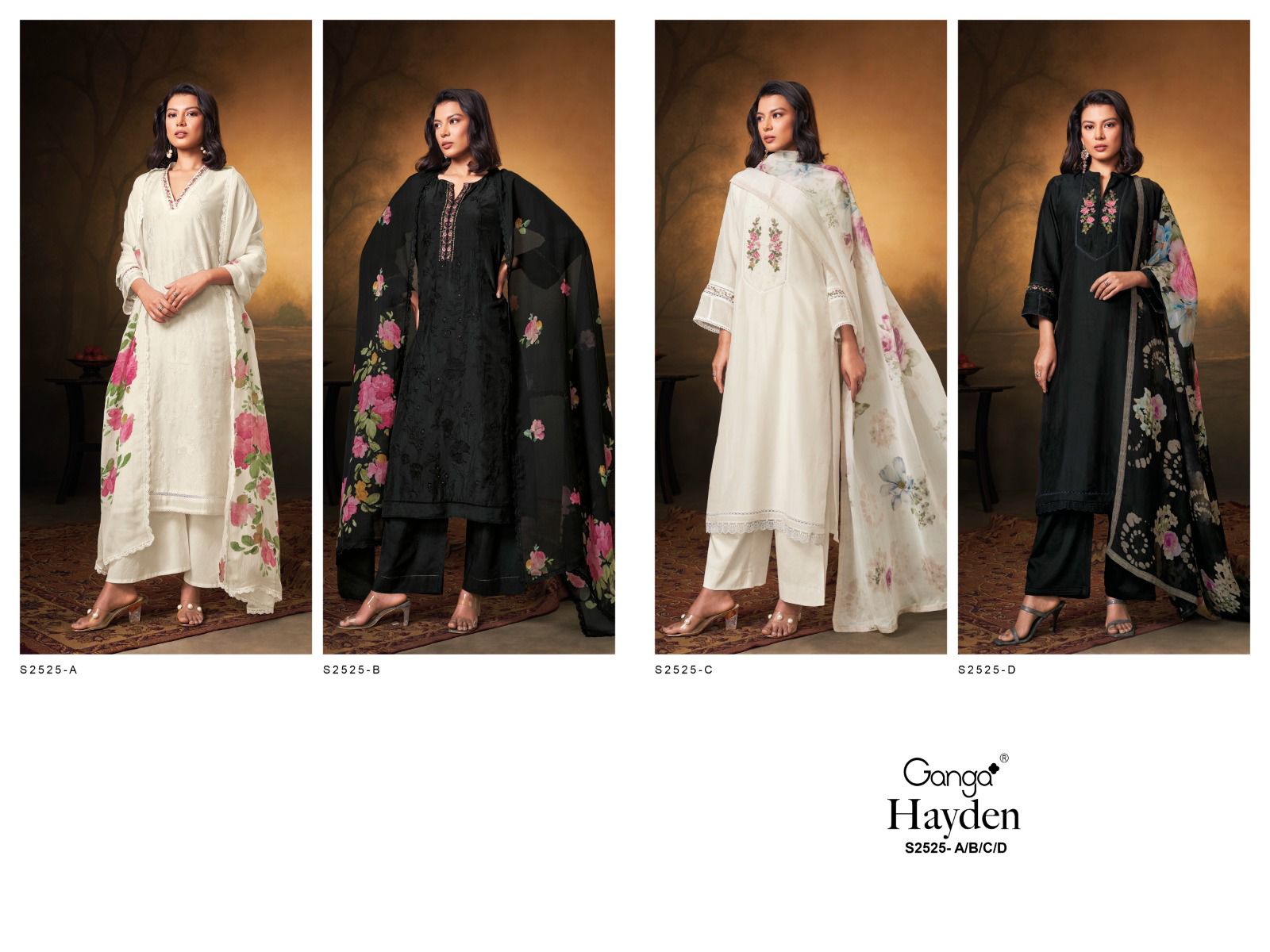 Hayden S2525 Ganga Bemberg Silk Plazzo Style Suits Exporter Gujarat
